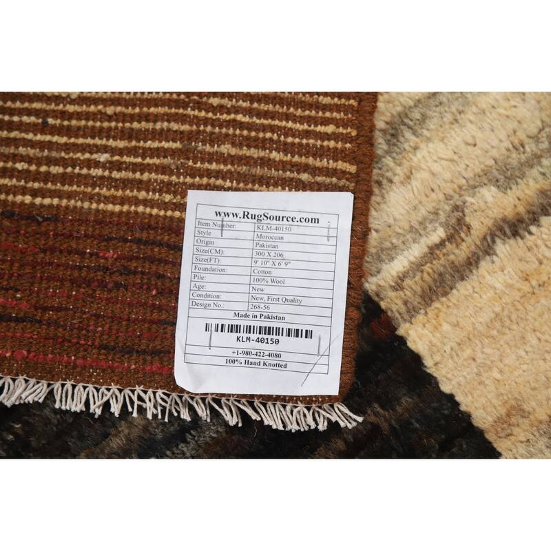 Tribal Geometric Moroccan Oriental Area Rug Handmade Wool Carpet - 6'9" x 9'10"