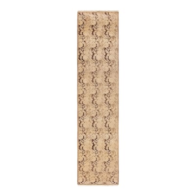 Overton Handknotted Wool Traditional Abstract Brown Runner