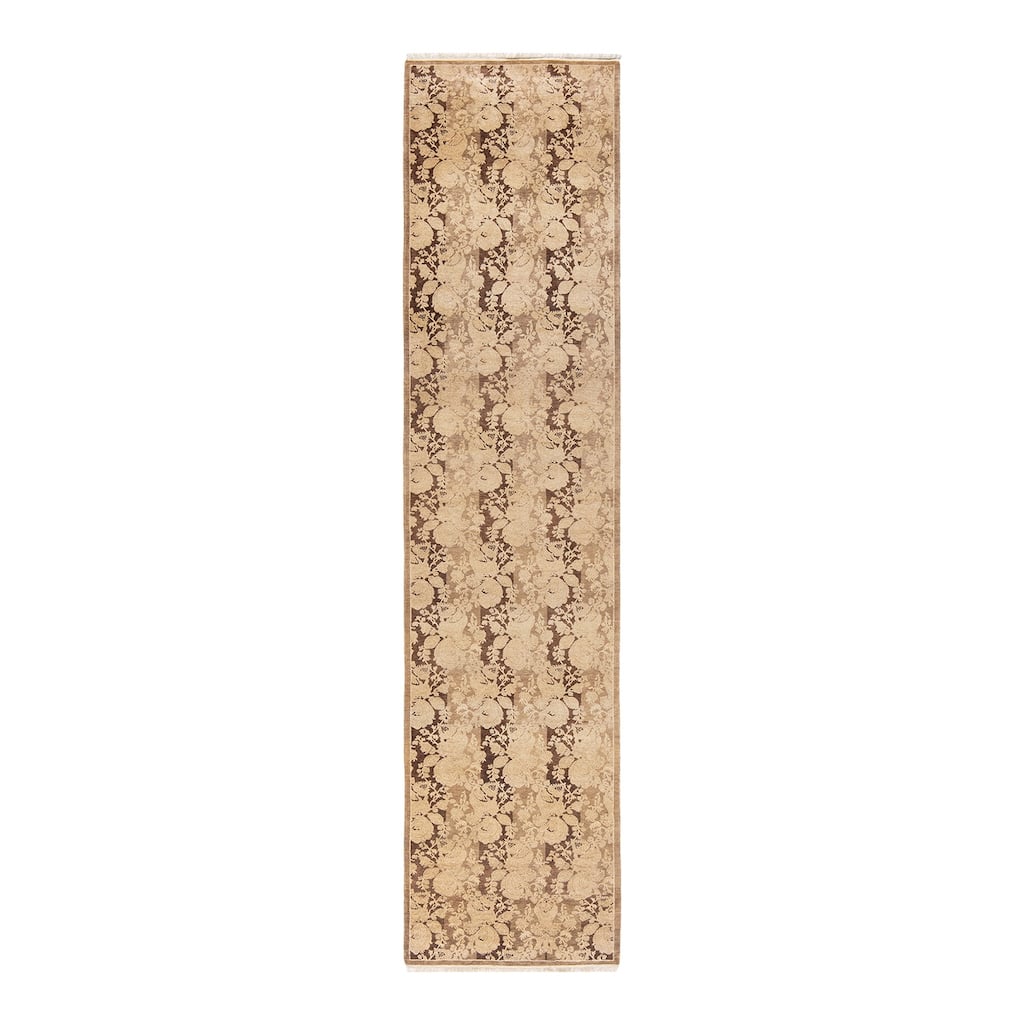 Overton Handknotted Wool Traditional Abstract Brown Runner