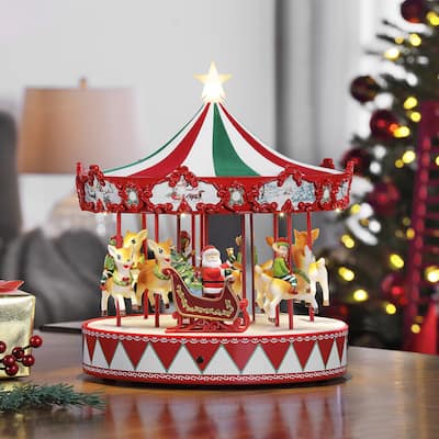 14" Animated Vintage Carousel