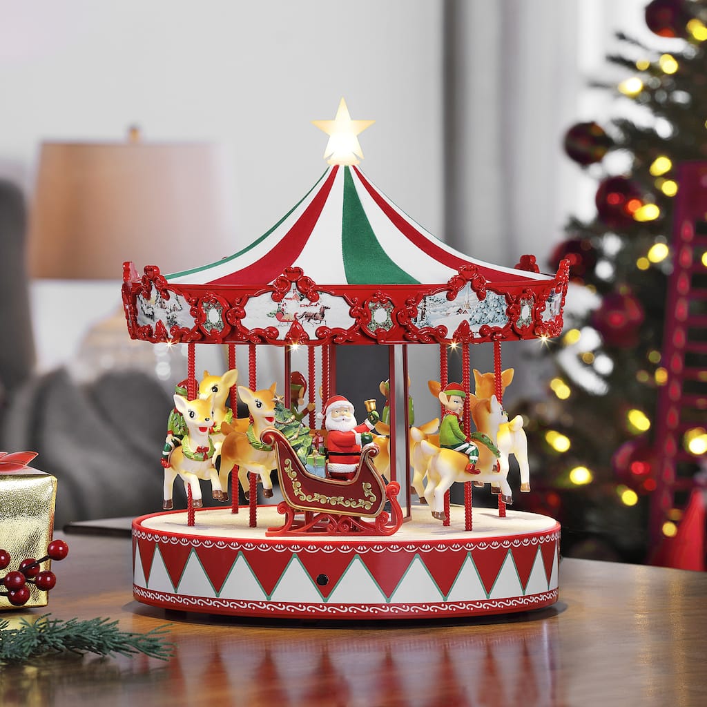 14" Animated Vintage Carousel