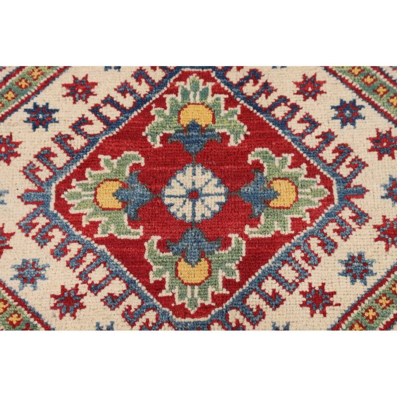 Blue Kazak Rug Hand-Knotted Traditional Oriental Wool Carpet - 6'9" x 9'8"