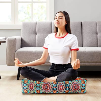 Handmade Thick Floor Pillow Cushion for Fireplace Yoga Living Room Sitting | 20x20 Inches