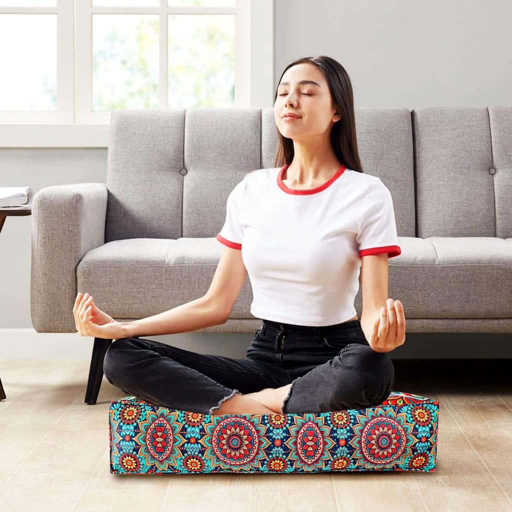 Handmade Thick Floor Pillow Cushion for Fireplace Yoga Living Room Sitting | 20x20 Inches