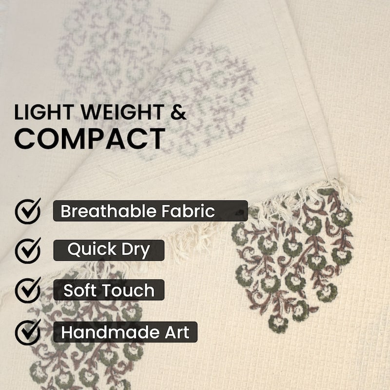 Fabdivine Handmade Floral Block Print Kitchen or Bath Room Hand Towels Home or Office Accent