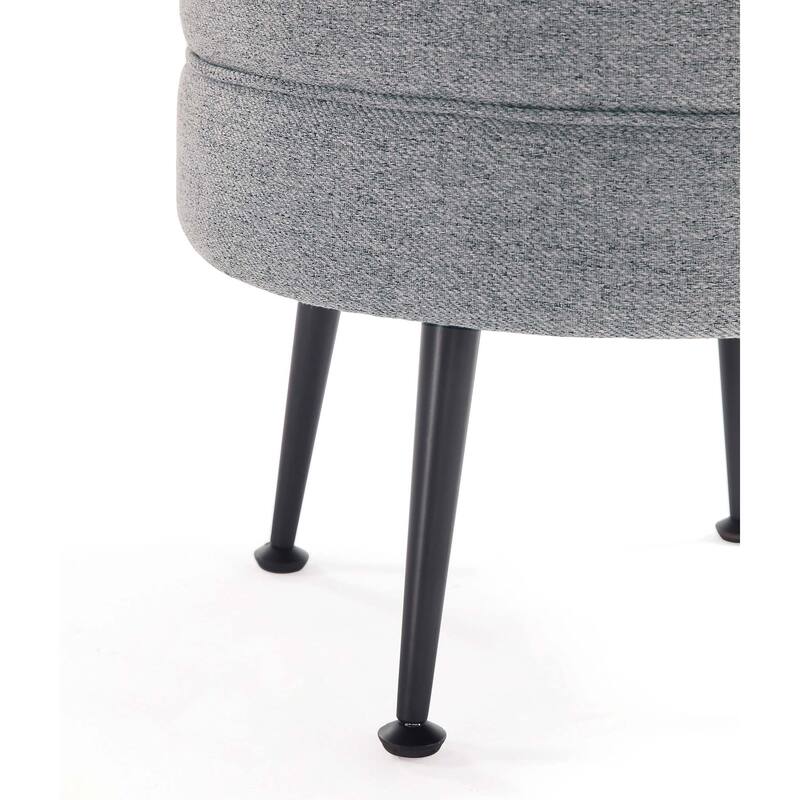 Upholstered Accent Ottoman with Metal Legs Mid Century Modern Design