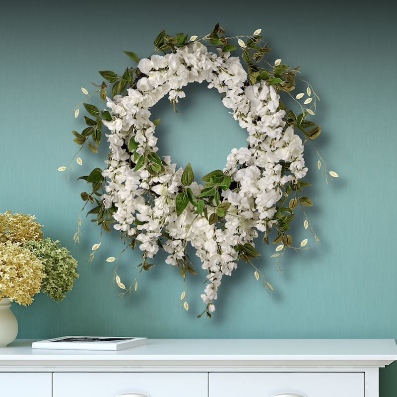Wisteria And Natural Touch Tradescantia Wreath 22"
