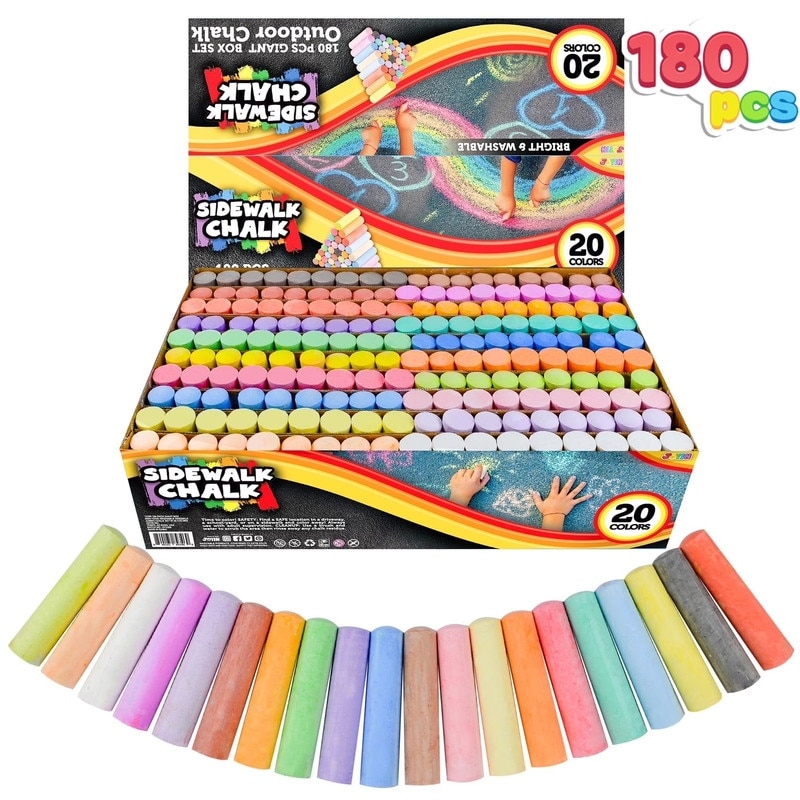 180Pcs Sidewalk Jumbo Washable Chalk Set in 20 Colors - Multicolor