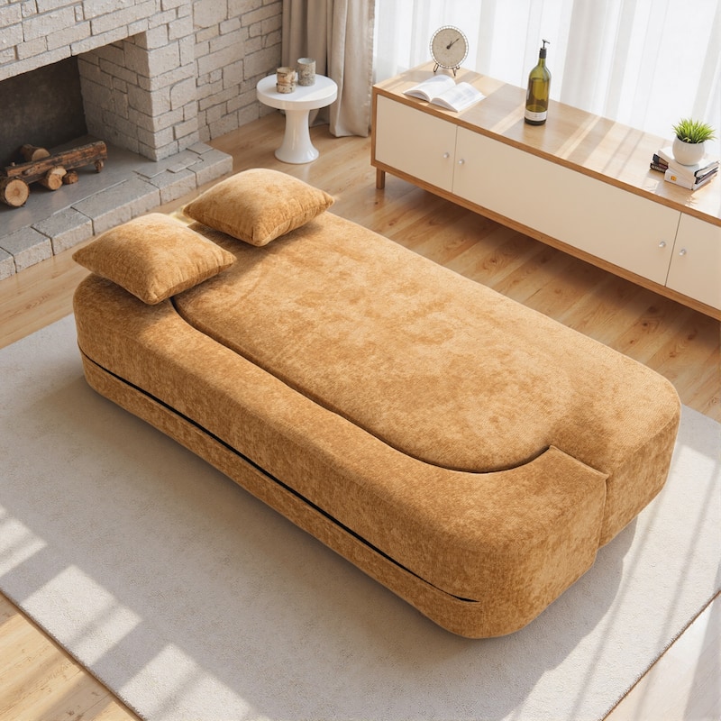 79" boneless loveseat Convertible Folding Sofa Bed, Twin Sleeper Sofa with Pillow, Modern Chenille Couch for Living Room