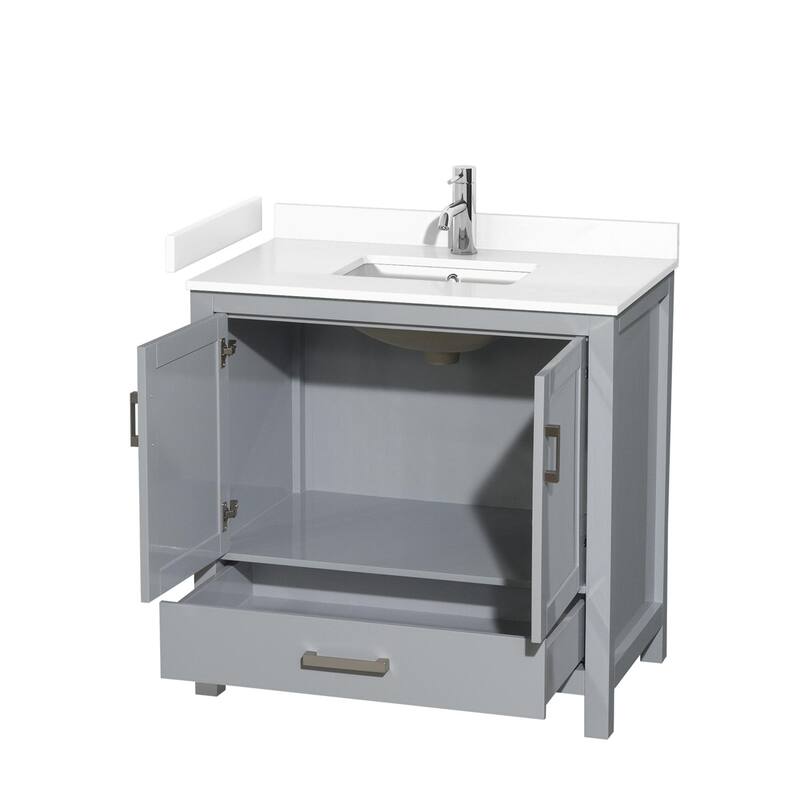 Wyndham Collection Sheffield 36" Single Bathroom Vanity, Carrara