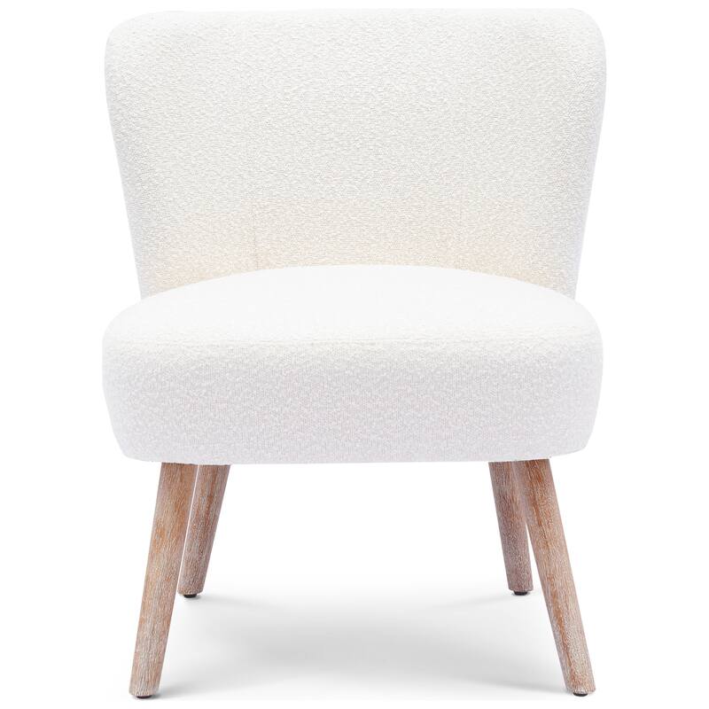 Boucle Polyester Upholstered Armless Accent Chair - Stain Resistant (Set of 2)