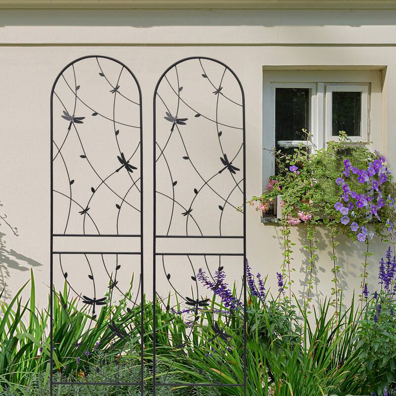 4 Pack Metal Garden Trellis Rustproof Trellis for Climbing Plants Outdoor Flower Support Black