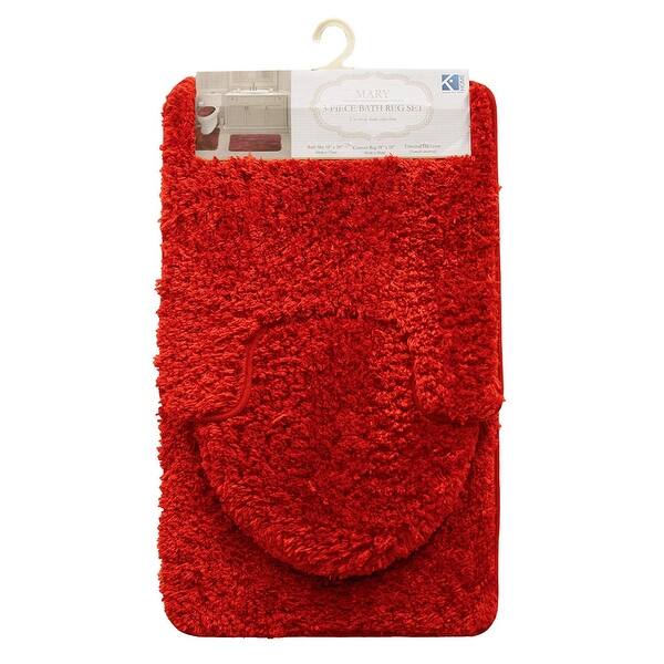 Queen Mary 3 Piece Bathroom Rug Set, Luxury Soft Plush Bath Mat, Contour Rug, Lid Cover, Non-Slip
