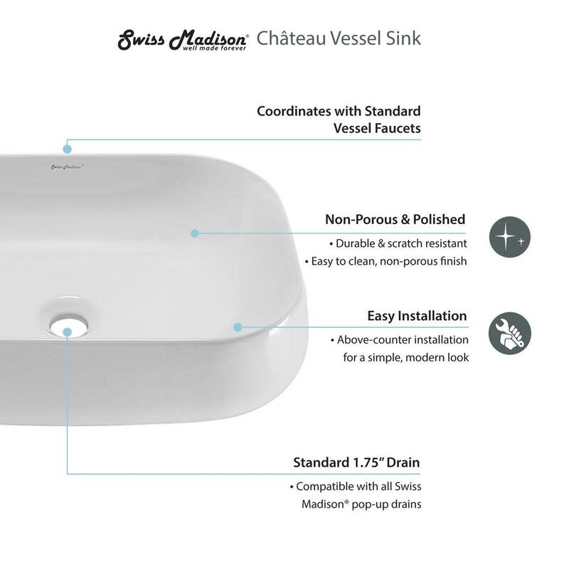 Swiss Madison Chateau 28" Rectangular Ceramic Vessel Bathroom Sink