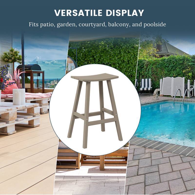Laguna Hdpe All Weather Outdoor Patio 29" Saddle Seat Bar Stool (Set Of 3)