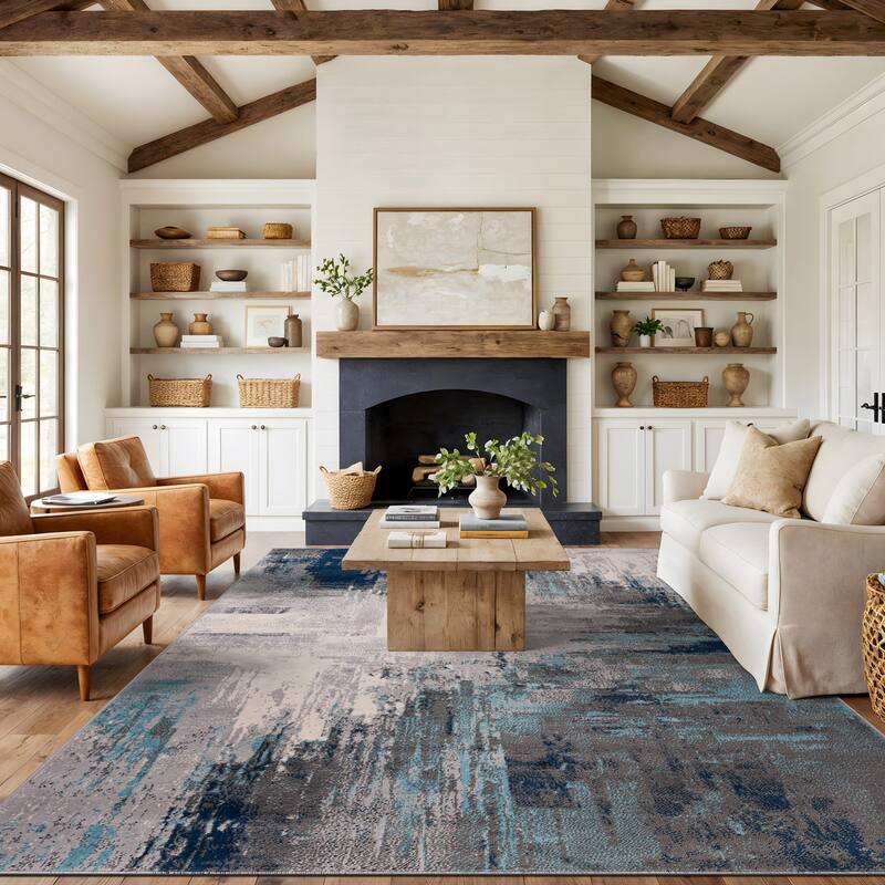 World Rug Gallery Bari Contemporary Abstract Art Area Rug