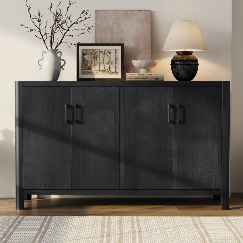 Farmhouse Style Four Door Storage Cabinet Rustic Entryway Decor