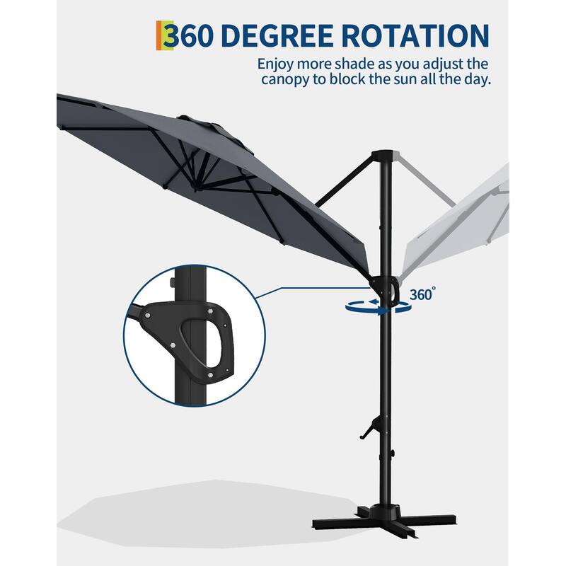 Coromose 10FT Patio Umbrella, 360-Degree Rotation, for Garden Pool Deck BackYard