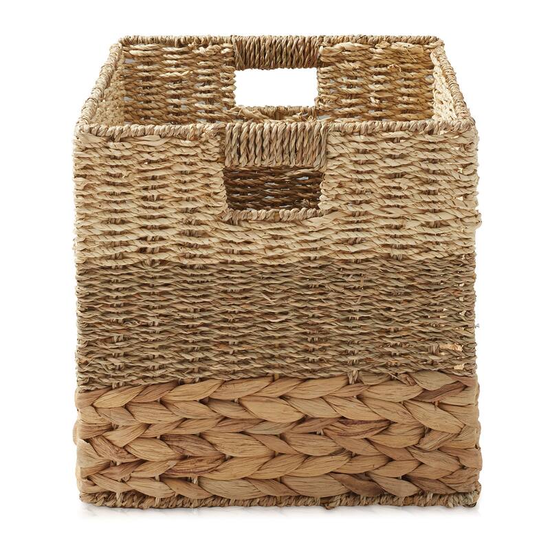 Mixed Weave Hyacinth Seagrass Storage Basket Set Natural Wicker