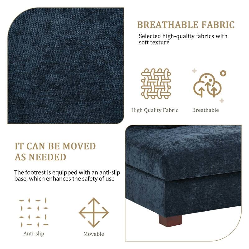 2 Set Chenille Upholstered Modular Sectional Sofa Chaise with Pillows