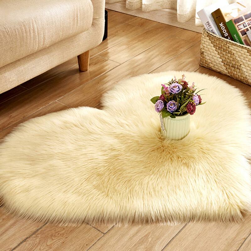 Heart Shape Plush Bathroom Mat Soft Absorbent Toilet Shag Bath Rugs Cute Floor Home Gifts