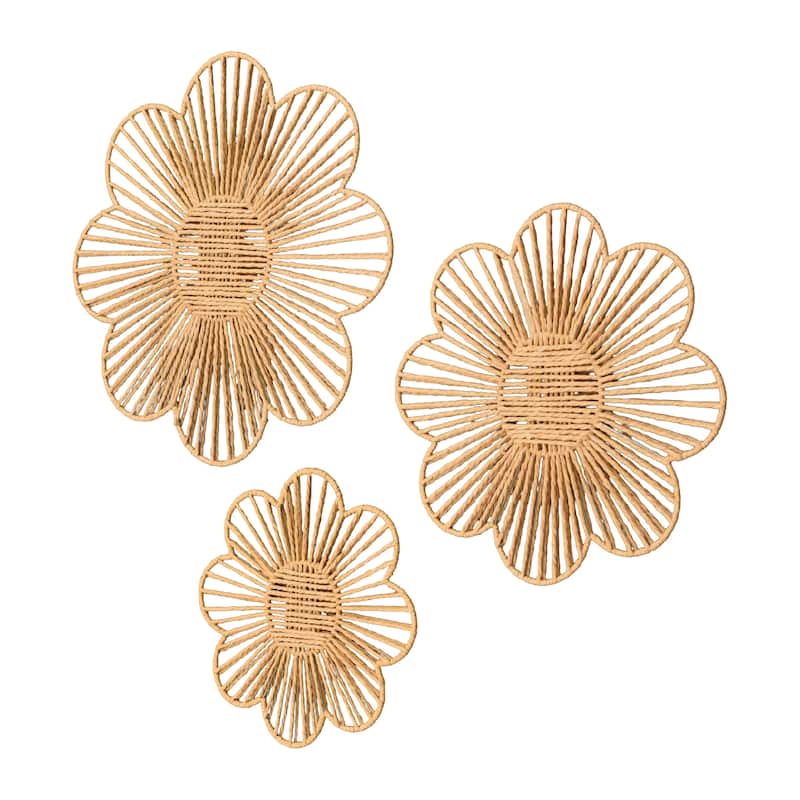 American Art Decor Woven Paper Rope Wall Decor, Set of 3