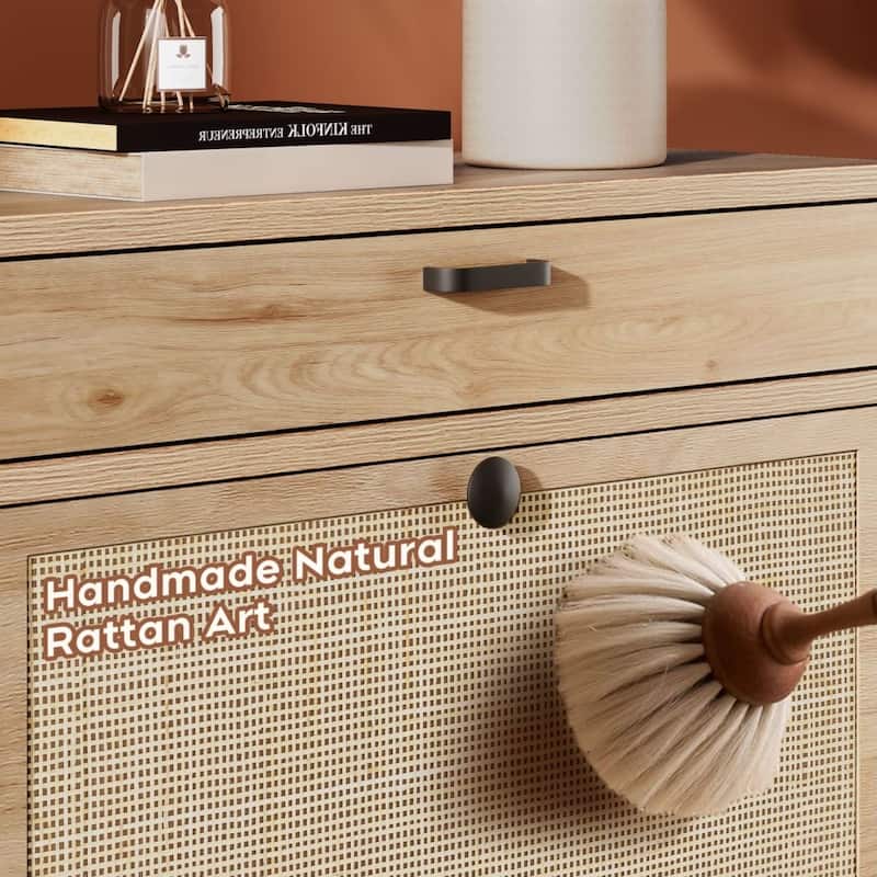 Boho Natural Rattan Shoe Storage Cabinet
