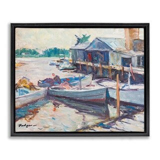 Stupell Scenic Boat Marina Framed Floater Canvas Wall Art Design By ...