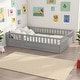 preview thumbnail 66 of 74, Wood Montessori Floor Bed with Super High Security Barrier, Door and Support Slats Full - Grey1