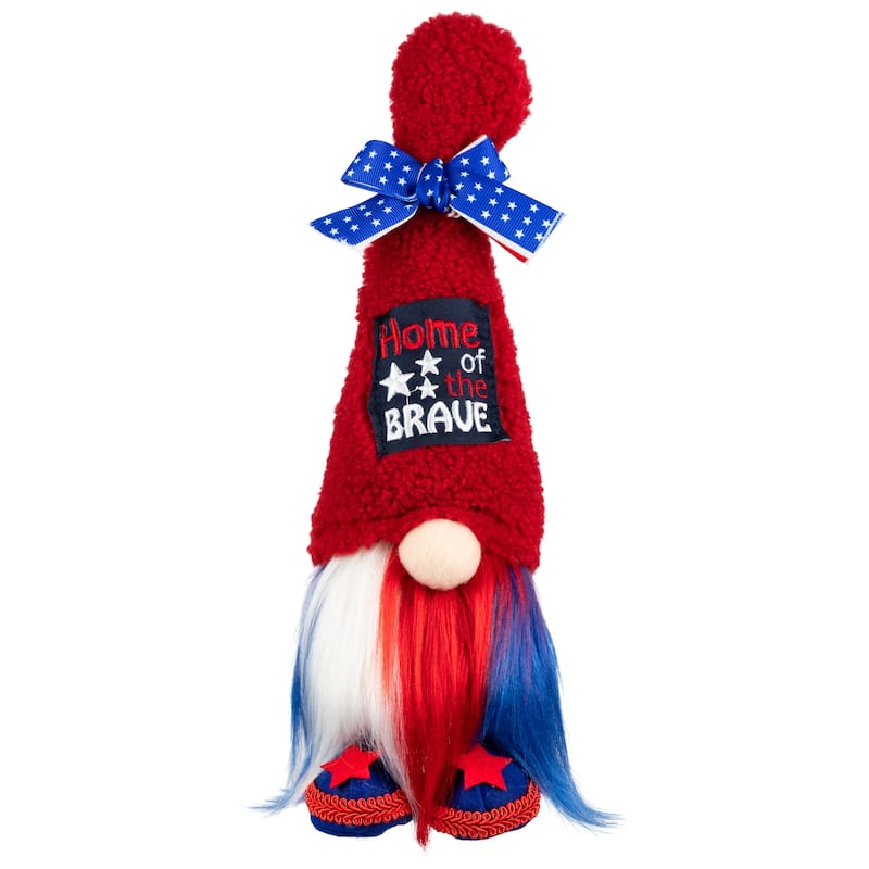 Home of the Brave Patriotic Gnome - 13" - Red and Blue