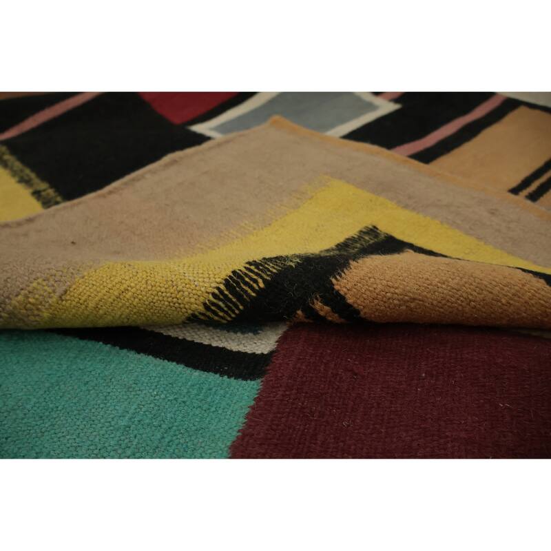 Hand Woven Oriental 100% Wool Carpet Southwestern Modern Multi-Colored Kilim Area Rug - 13' 4'' X 9' 3''