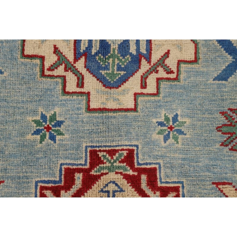 Light Blue Kazak Rug Hand-Knotted Wool Carpet - 5'8" x 7'9"