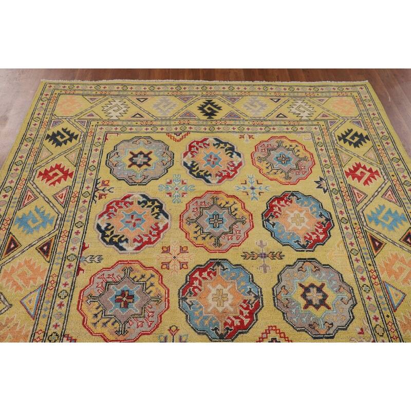 Geometric Kazak Oriental Area Rug Bedroom Handmade Wool Carpet - 5'9" x 8'0"