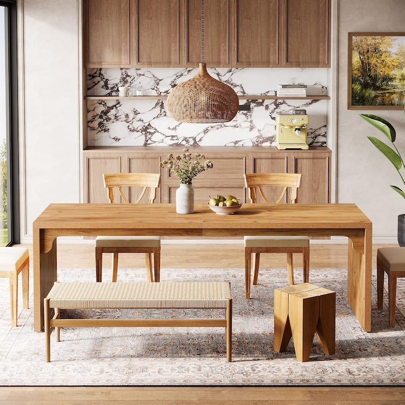 78-Inch Large Long Kitchen Dining Table, Rectangular Wood Dinner Table for Home