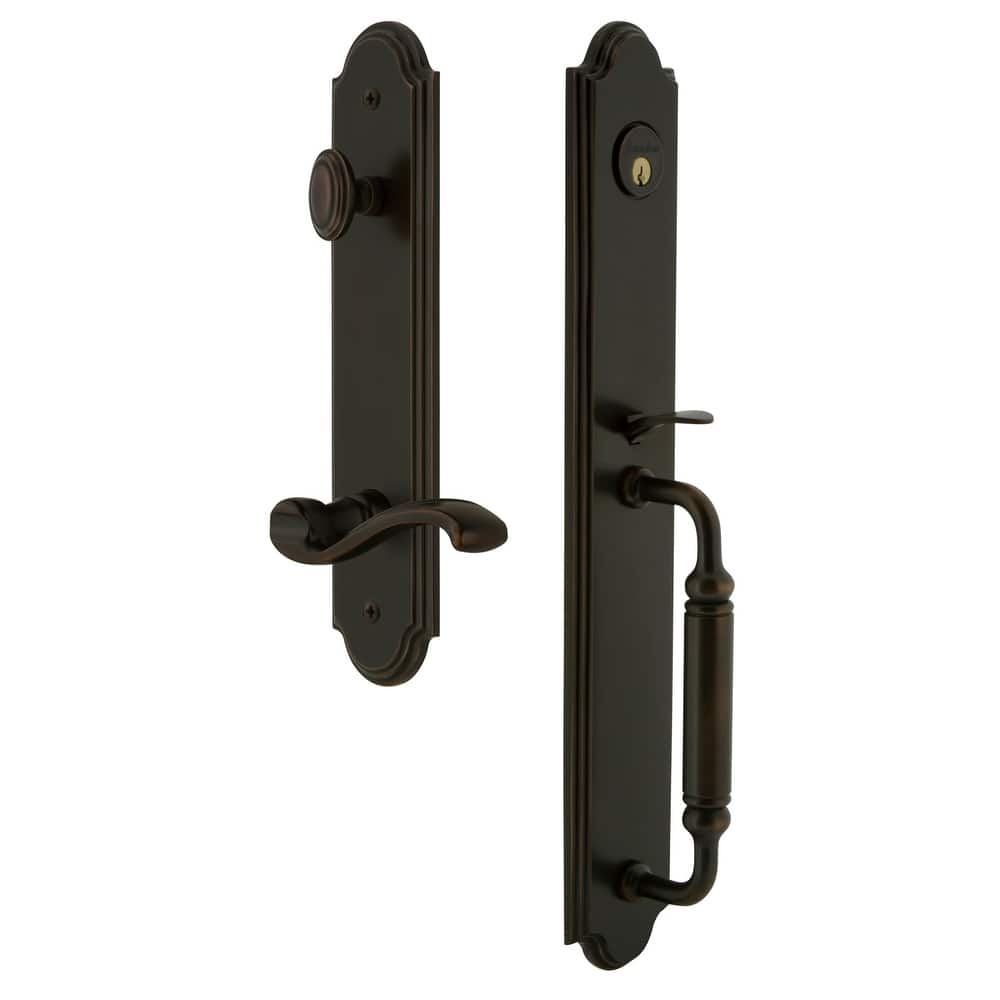 Grandeur Arc Solid Brass Rose Left Handed Keyed Entry Single Cylinder