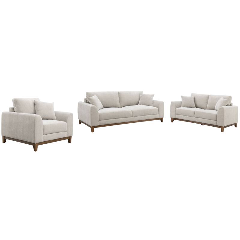 Furniture of America Lurek Mid Century Modern 3-Piece Chenille Sofa Set