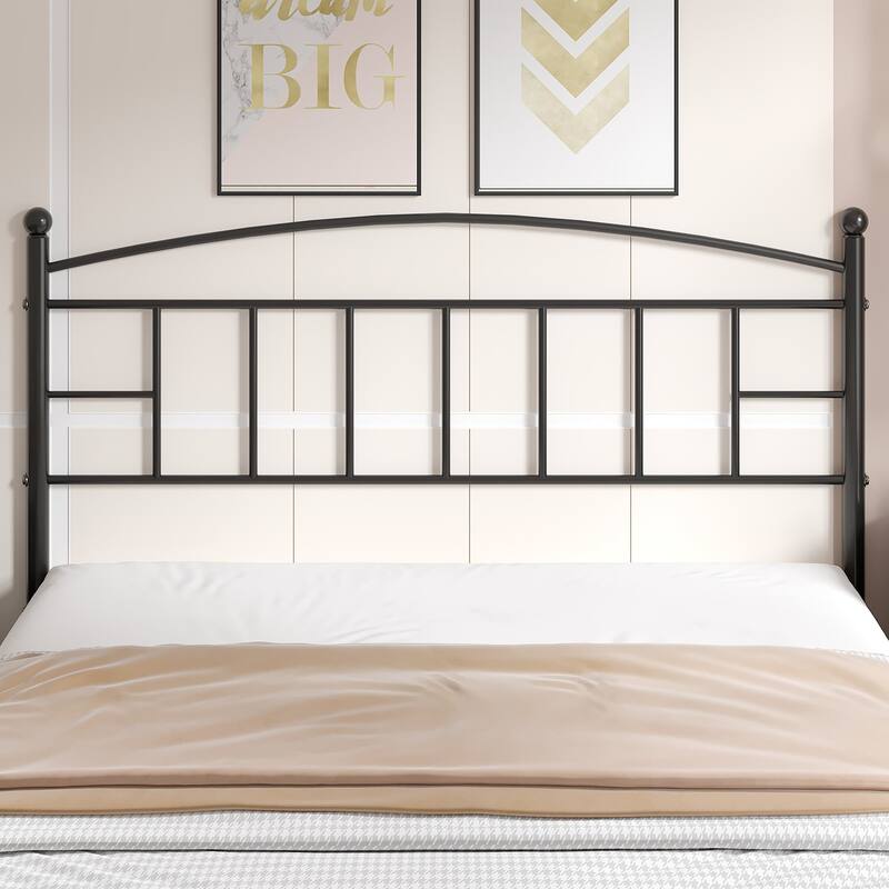 Javlergo Full/Queen/King Size Victorian Style Black Metal Headboard Heavy Duty Steel Curved Headboard Only for Bedroom