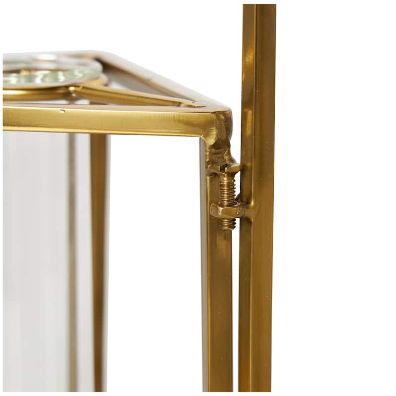 Stainless Steel Metal Foldable Test Tube Bud Vase with Triangular Frames - Gold - Roche River Decor - 4"W x 14"L x 12"H