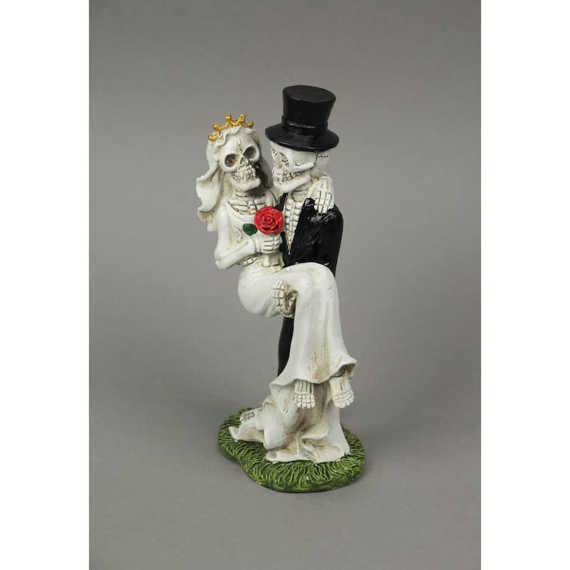 Eternal Bliss Skeleton Bride And Groom Wedding Statue Cake Topper - 8.25 X 4.5 X 2.75 inches