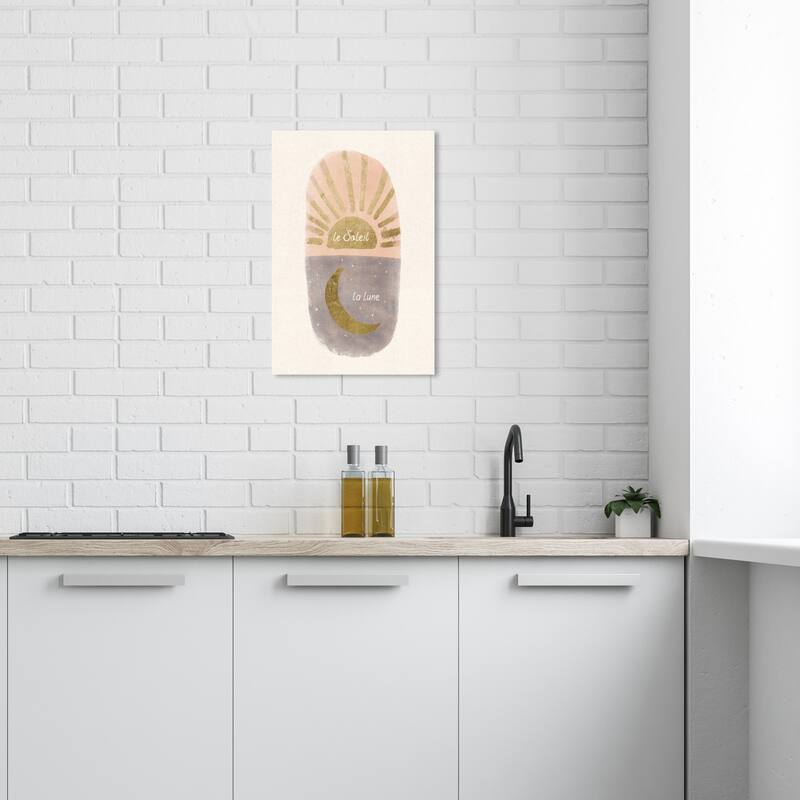 Wynwood Studio Canvas Astronomy and Space Soliel and Lune Gold and Metallic Gold Glam Wall Art Canvas Print - 24 x 16