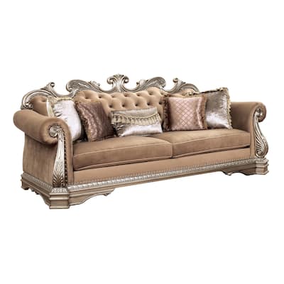 Keplinger Antique Silver Button-Tufted Backrest Sofa
