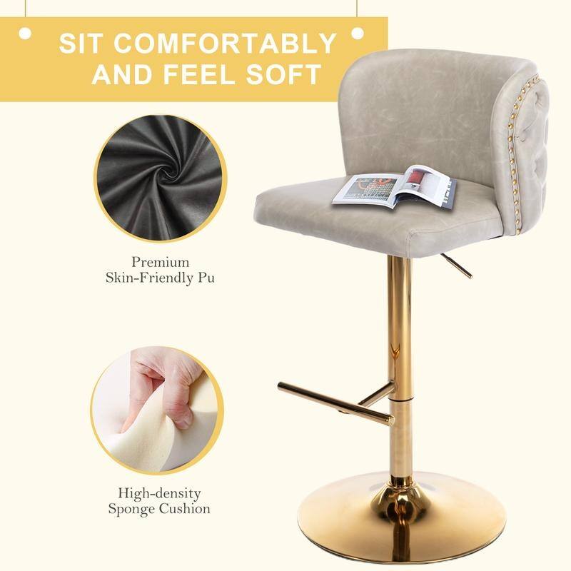 Modern Upholstered Swivel Adjusatble Height Barstools Set of 4