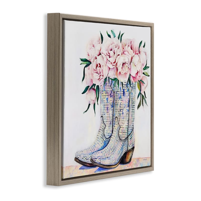 Stupell Rose Filled Cowgirl Boots Framed Floater Canvas Wall Art Design By Amanda Greenwood