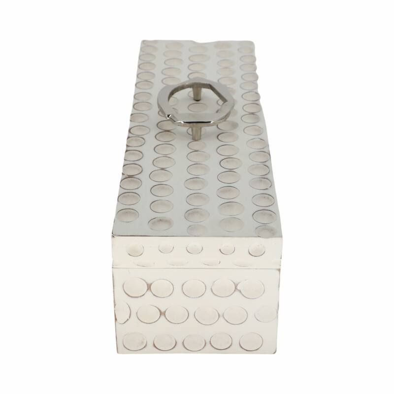 Sculptural Decorative Box with Lid and Gold Accent Handle - 7"