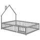 preview thumbnail 79 of 109, Twin/Full Montessori Toddler Floor Bed Frame, Modern House-Shaped Bed Frame with Fence and Full-Length Guardrails for Girls Boys