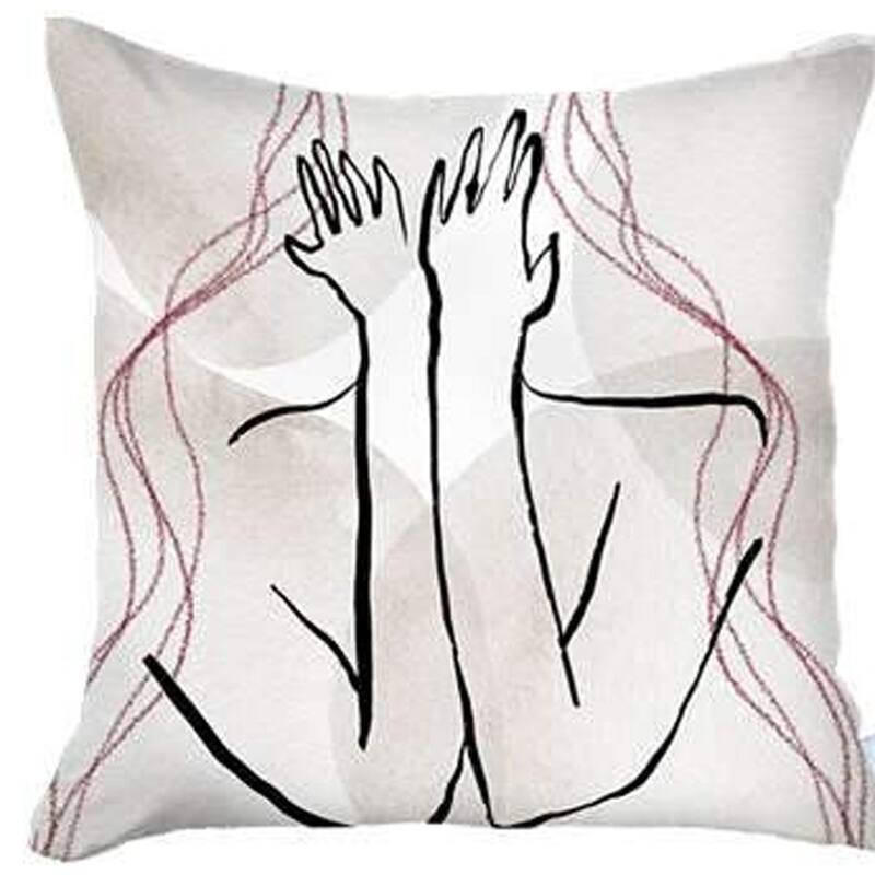 HomeRoots Set Of Four 18" X 18" Black And Grey Abstract Zippered Handmade Polyester Throw Pillow