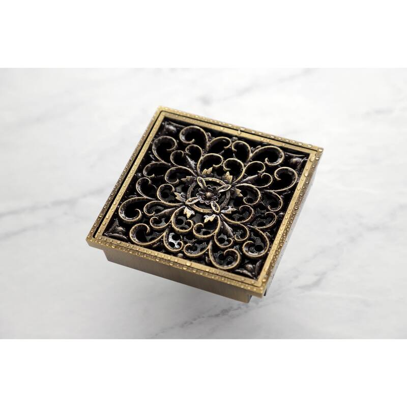 Watercourse Scroll 4" Square Grid Shower Drain