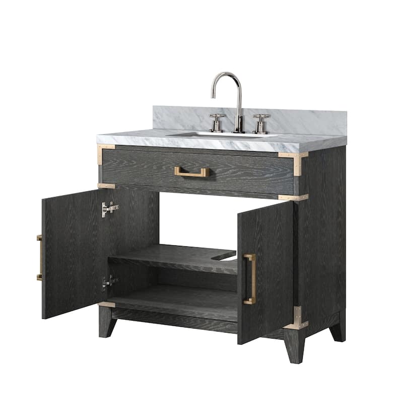 Laurel Bath Vanity Carrara Marble Top, Sink and Faucet