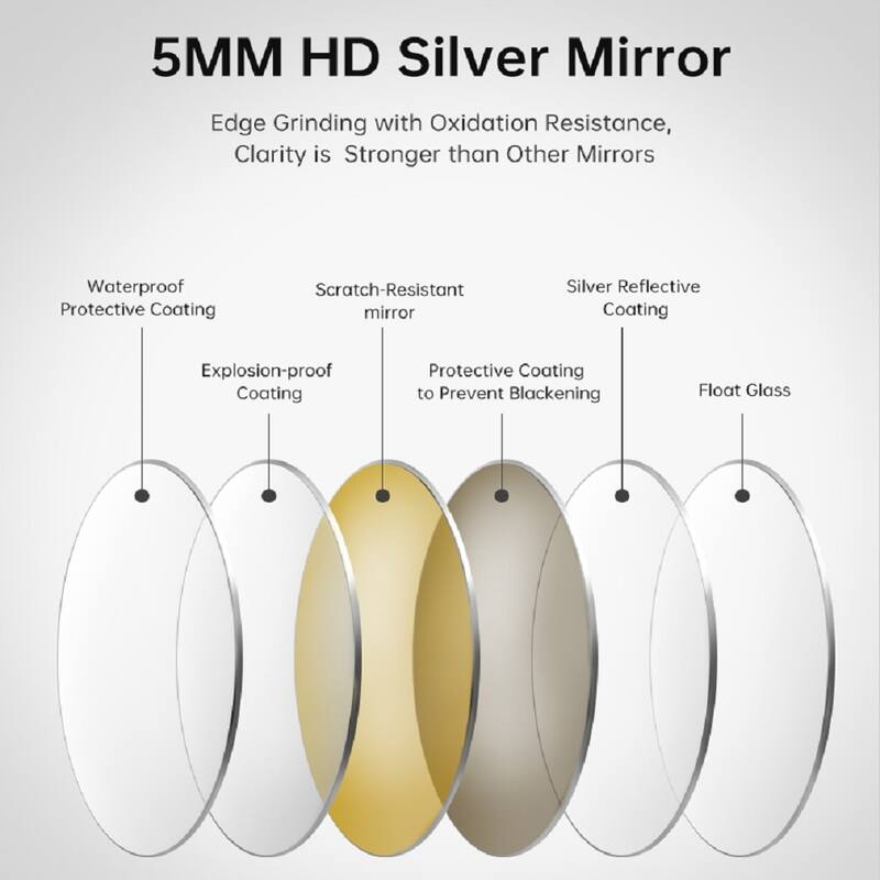 Round LED Bathroom Mirror - Wall-Mounted, Adjustable Color Temperature, Dimming - Silver