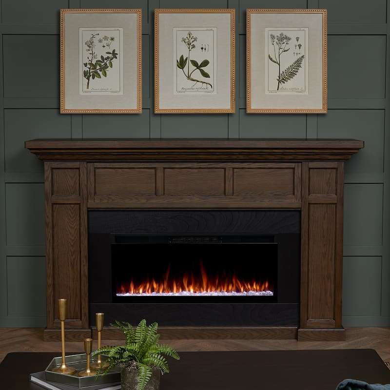 Alcott 75" Smart Landscape Electric Fireplace by Real Flame - Aged Barrel Oak